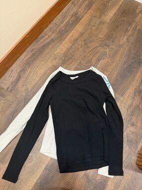 NWT Market & Spruce 2-Pack Long Sleeve Tops Small Black Gray Ribbed